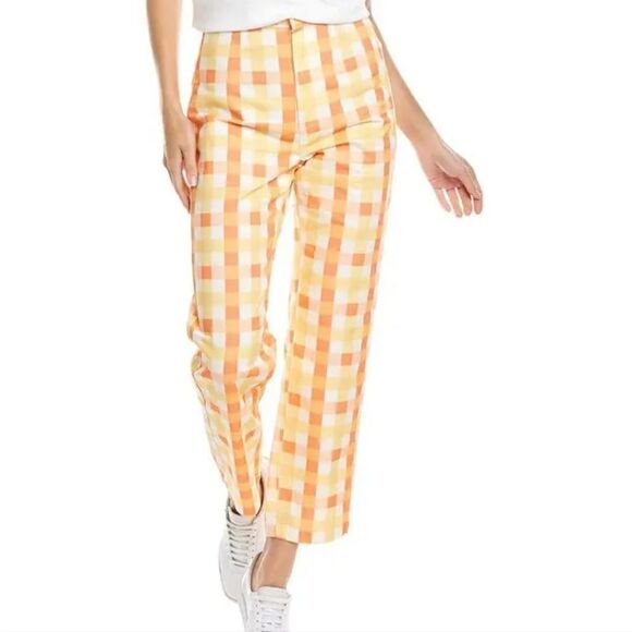 NWT Free People Women’s She's All That Plaid Crop High Waist Pants in Multi Comb - Picture 2 of 16